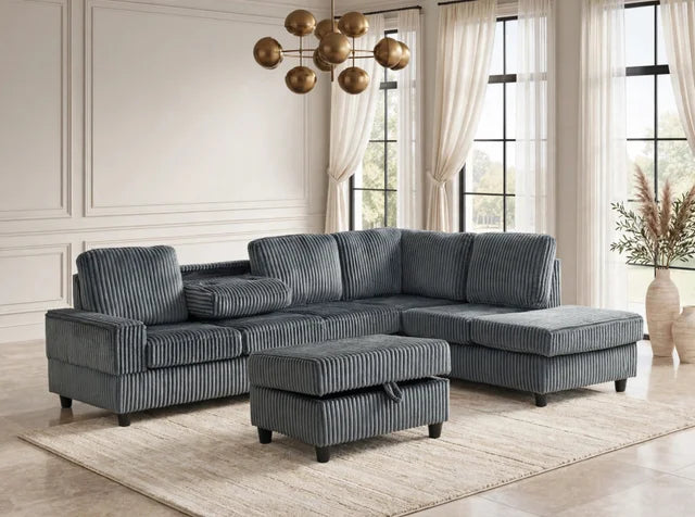 50Heights Reversible Sectional + Ottoman **NEW ARRIVAL**