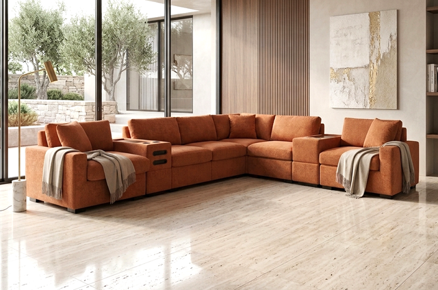 Barista Rust Modular Sectional Set (w/ Bluetooth Speaker)