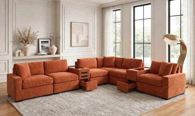 Barista Rust Modular Sectional Set (w/ Bluetooth Speaker)