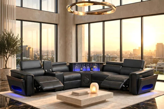 Holiday Black Power Reclining Sectional (w/ Bluetooth Speakers) **NEW ARRIVAL**
