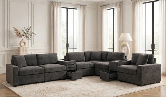 Barista Chocolate Modular Sectional Set (w/ Bluetooth Speaker)