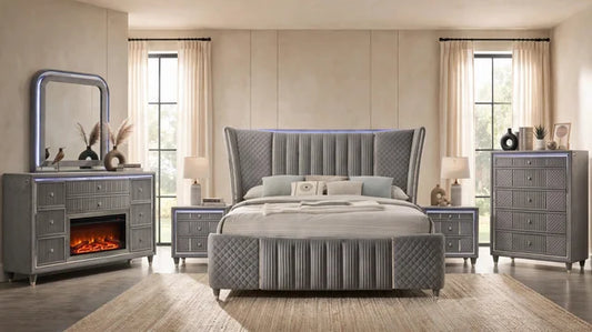 Cleopatra Grey 4PC OR 5PC Set - Queen, King **NEW ARRIVAL** - 4PC QUEEN