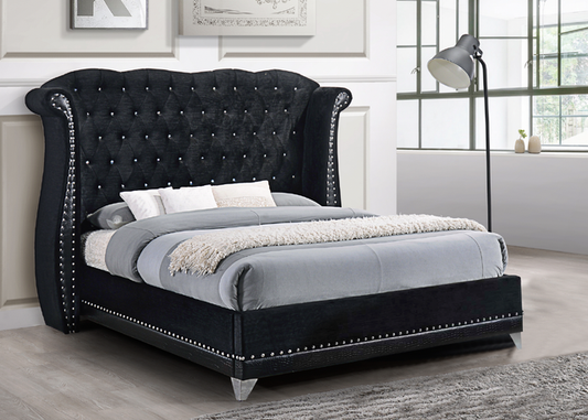Luxor Black Platform Bed- Queen, King - Queen