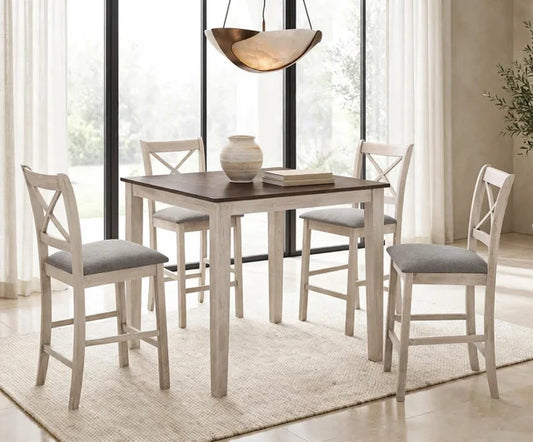 Tahoe - Antique White - Pub Table + 4 Chairs