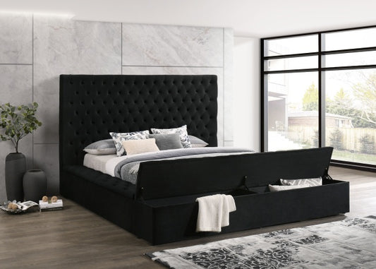 Paris Black Platform Bed Queen, King - Queen