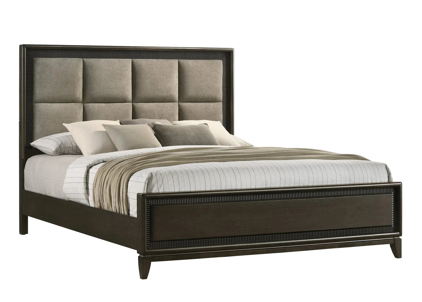 5pcs Saratoga Brown Wood Finish Bedroom Set