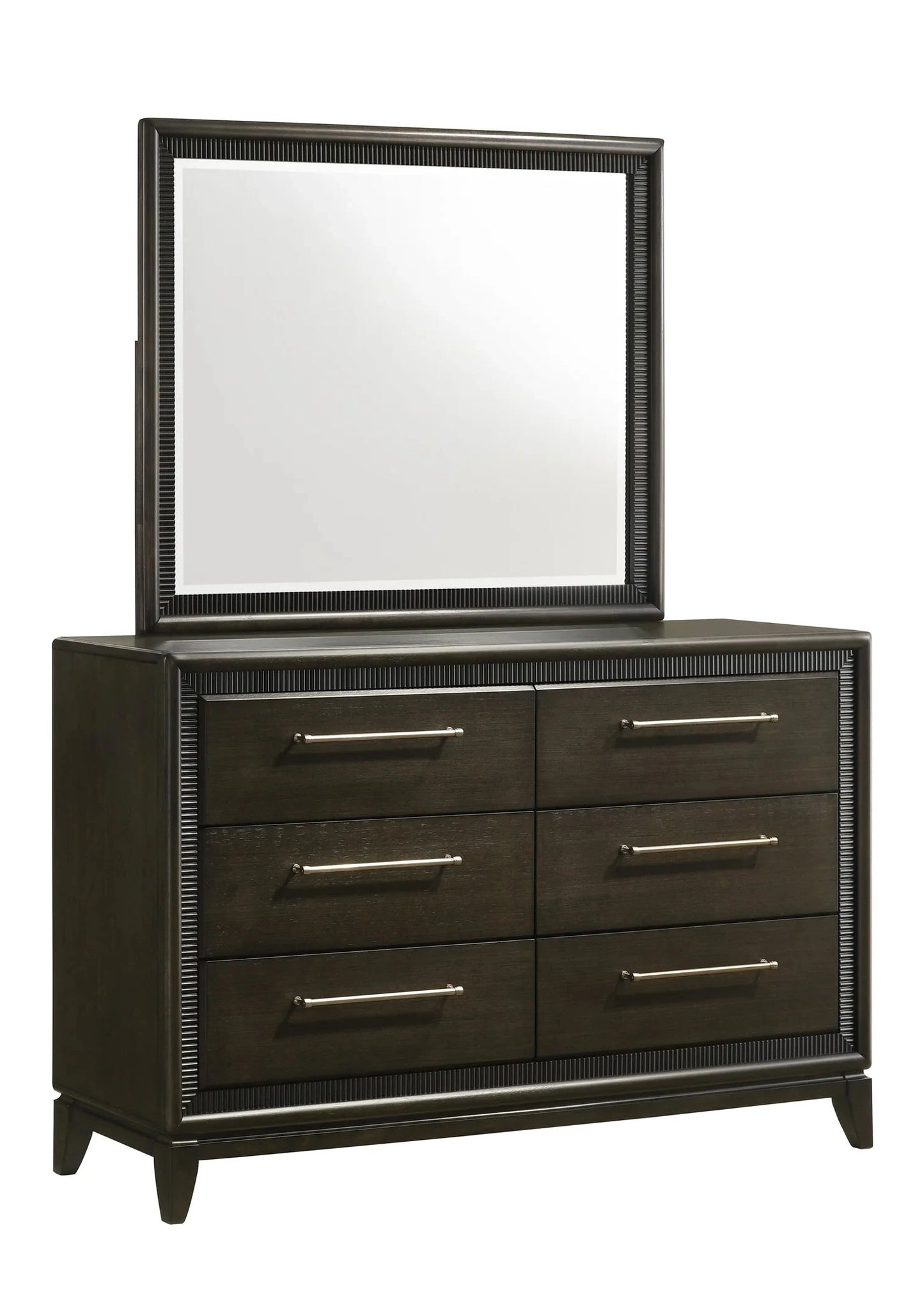 5pcs Saratoga Brown Wood Finish Bedroom Set