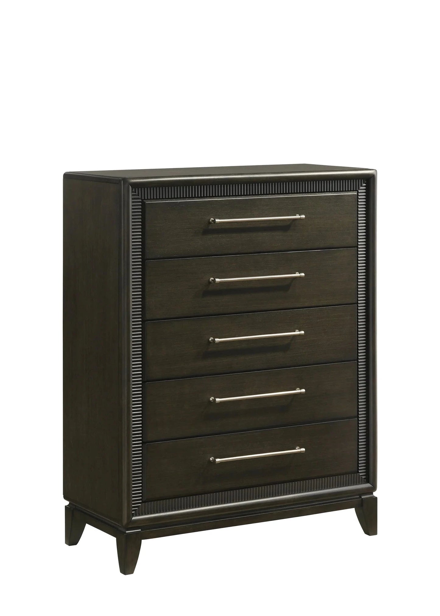 5pcs Saratoga Brown Wood Finish Bedroom Set