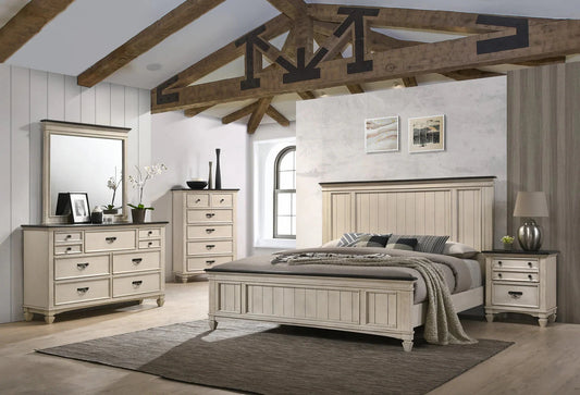 5pcs Sawyer Cream & Brown Bedroom Set