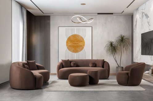 Bonita Coffee Velvet Sofa 91" & Loveseat 81