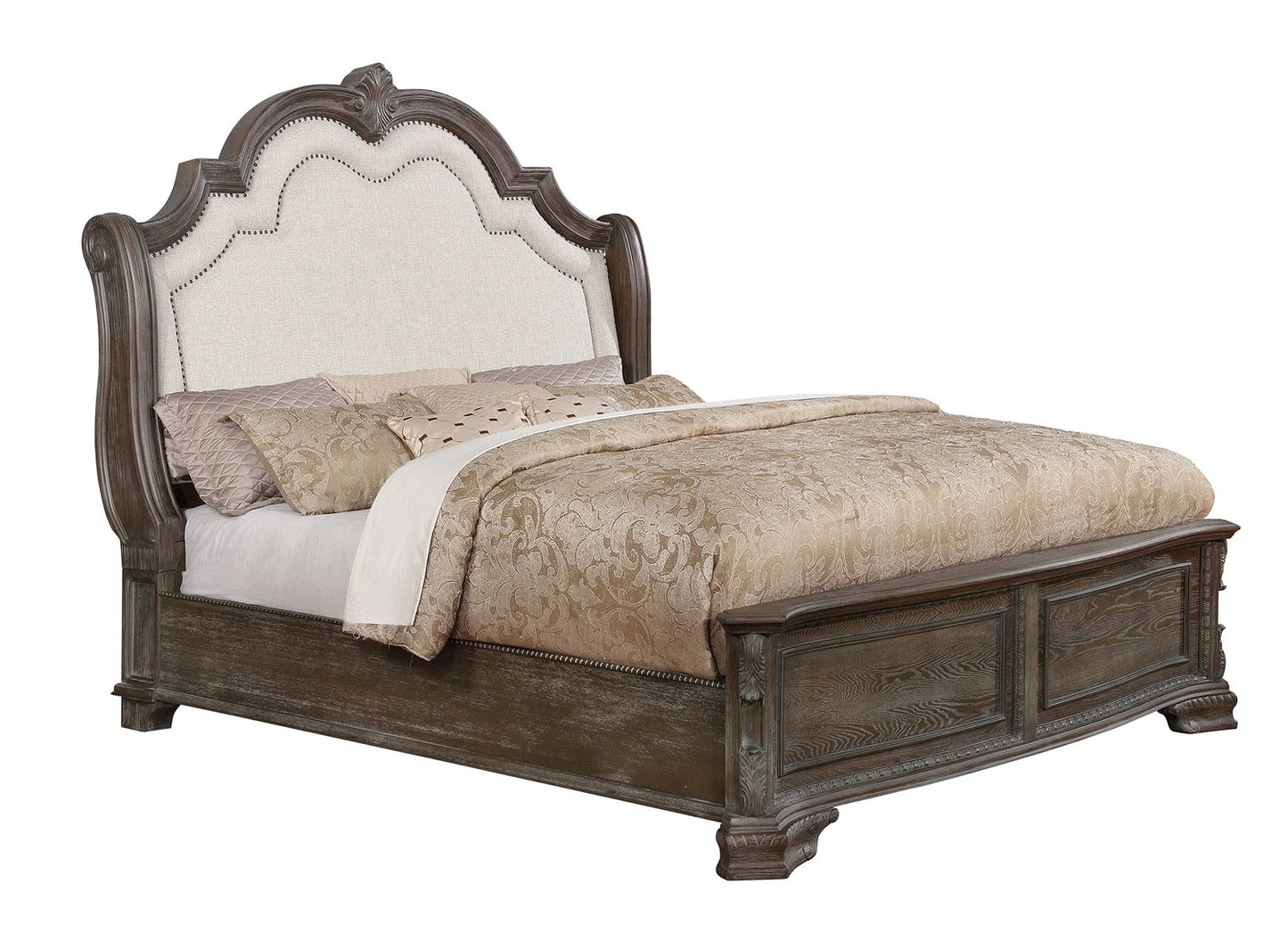 5pcs Sheffield Grey Wood Finish Traditional Style Bedroom Set