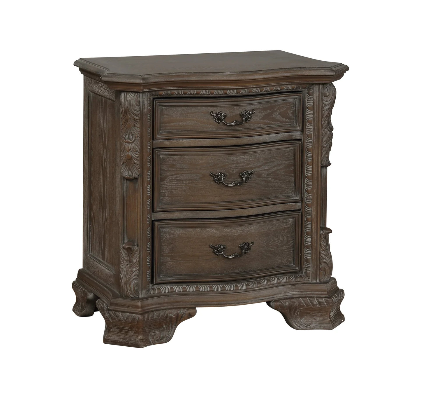 5pcs Sheffield Grey Wood Finish Traditional Style Bedroom Set