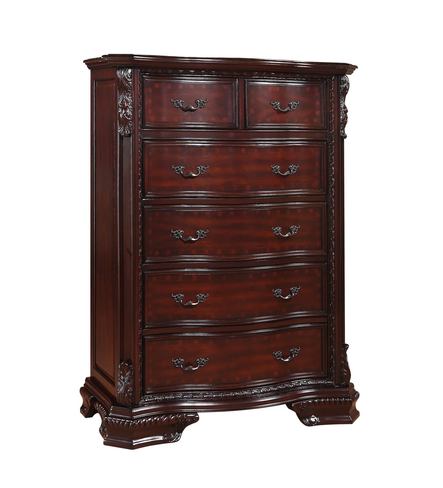 5pcs Sheffield Dark Brown Wood Traditional Style Bedroom Set