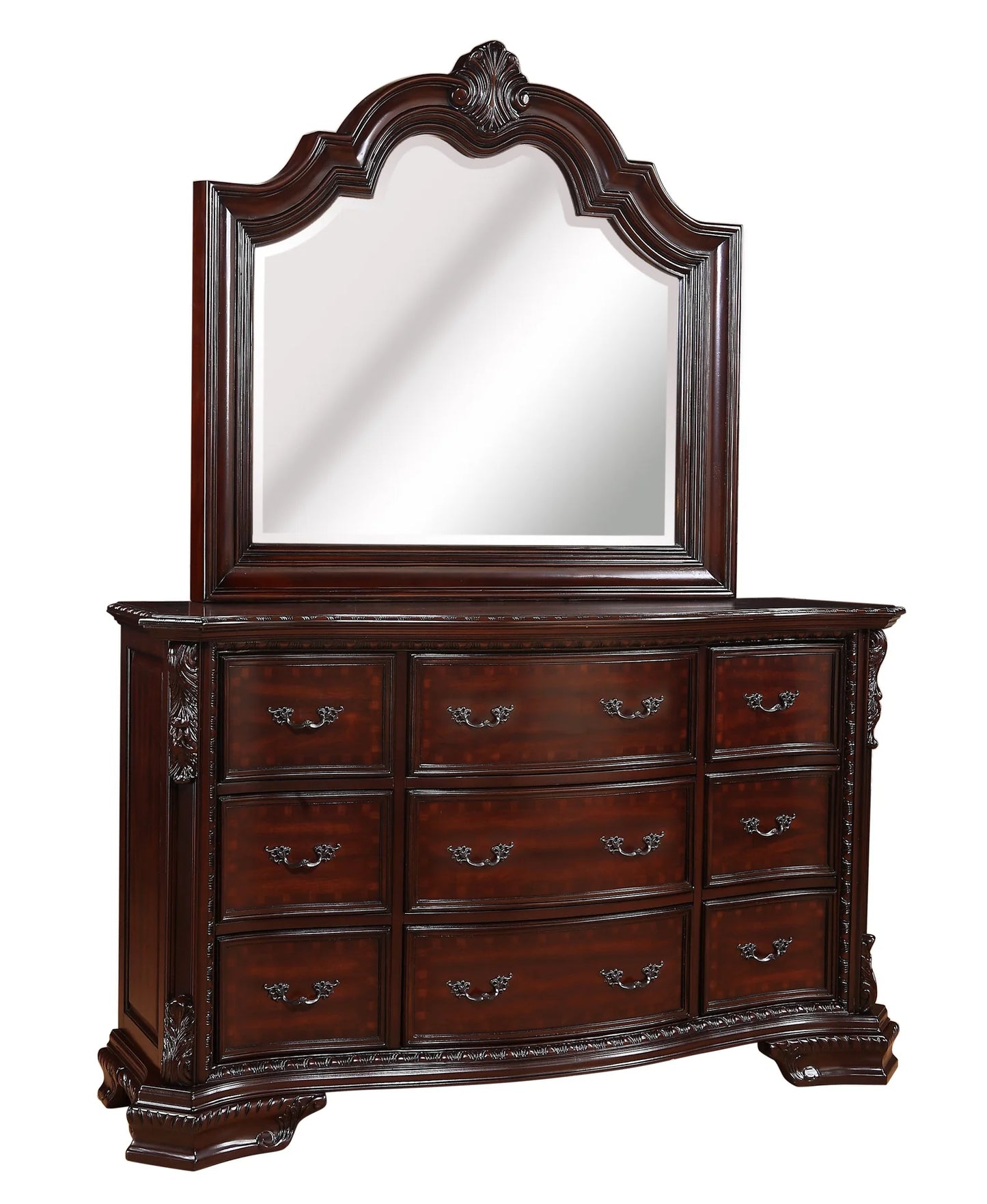 5pcs Sheffield Dark Brown Wood Traditional Style Bedroom Set