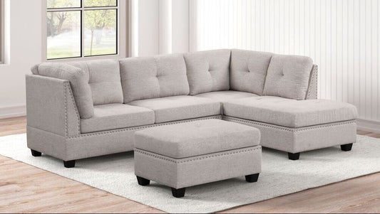 Sienna Stone Fabric Sectional & Ottoman