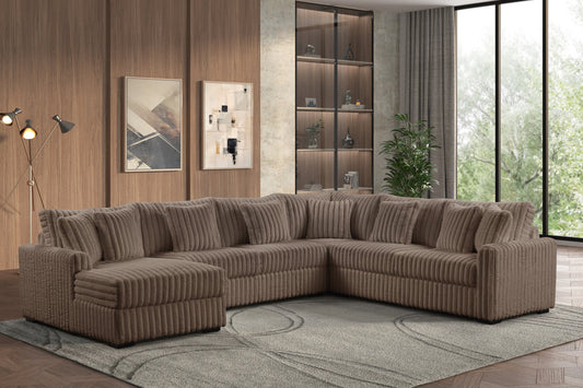 Solana Mocha Corduroy Fabric Oversized Sectional