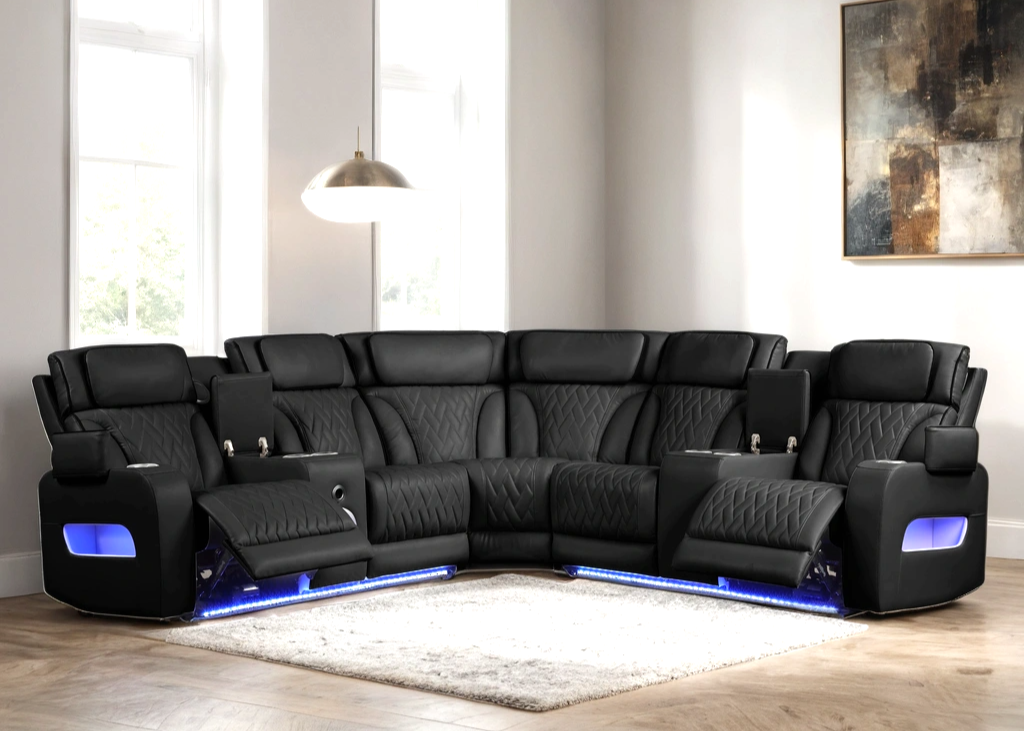 Spain Black Power Reclining Sectional