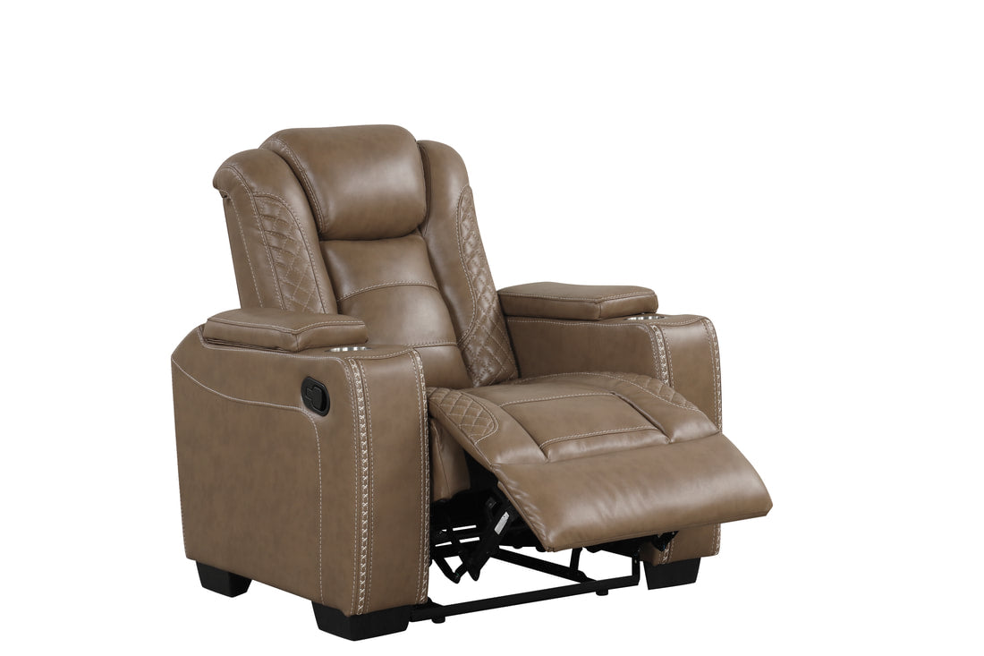 3pcs STEFANO10 Light Brown Leather Gel Reclining Set