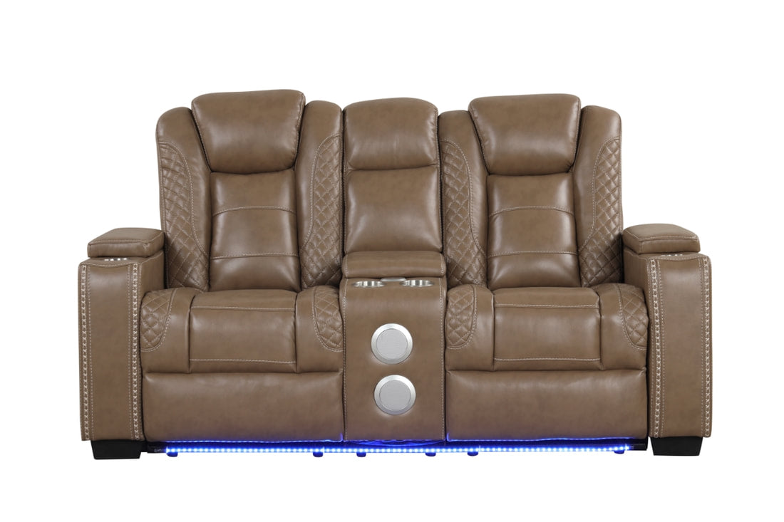 3pcs STEFANO10 Light Brown Leather Gel Reclining Set
