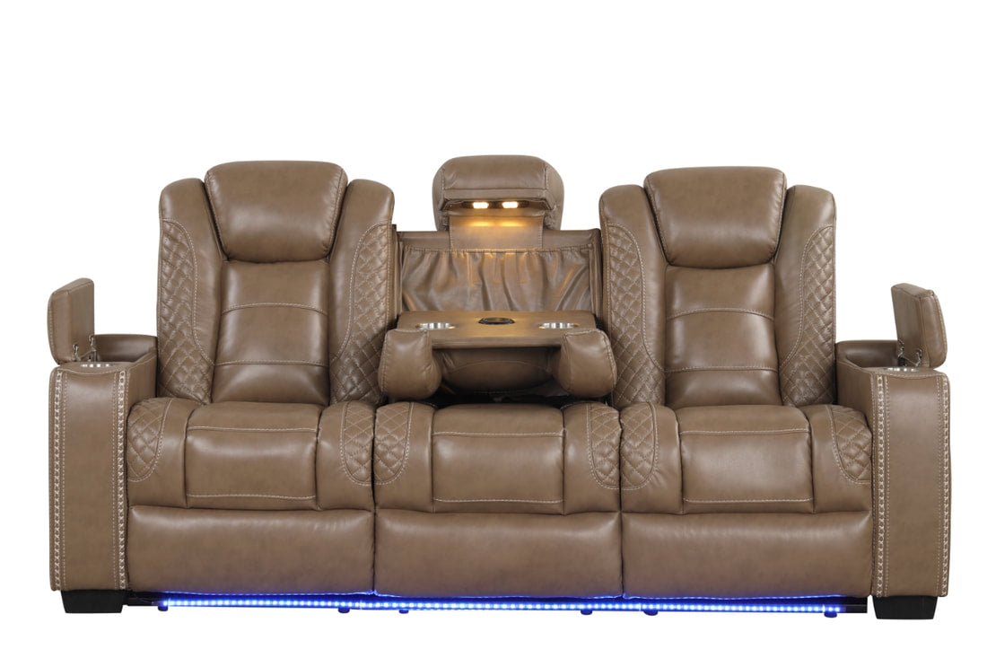 3pcs STEFANO10 Light Brown Leather Gel Reclining Set
