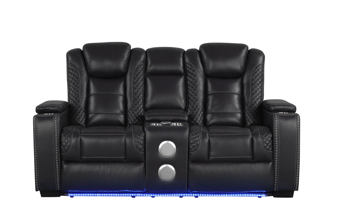 3pcs STEFANO40 Black Leather Gel Reclining Set