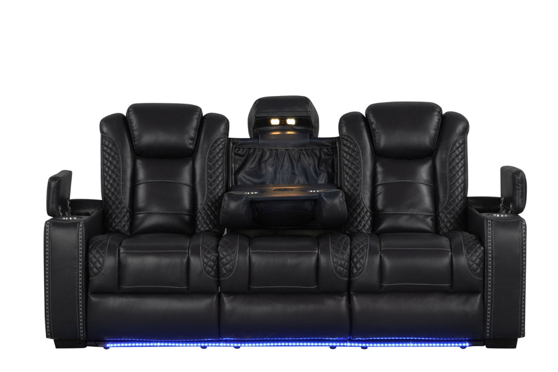 3pcs STEFANO40 Black Leather Gel Reclining Set