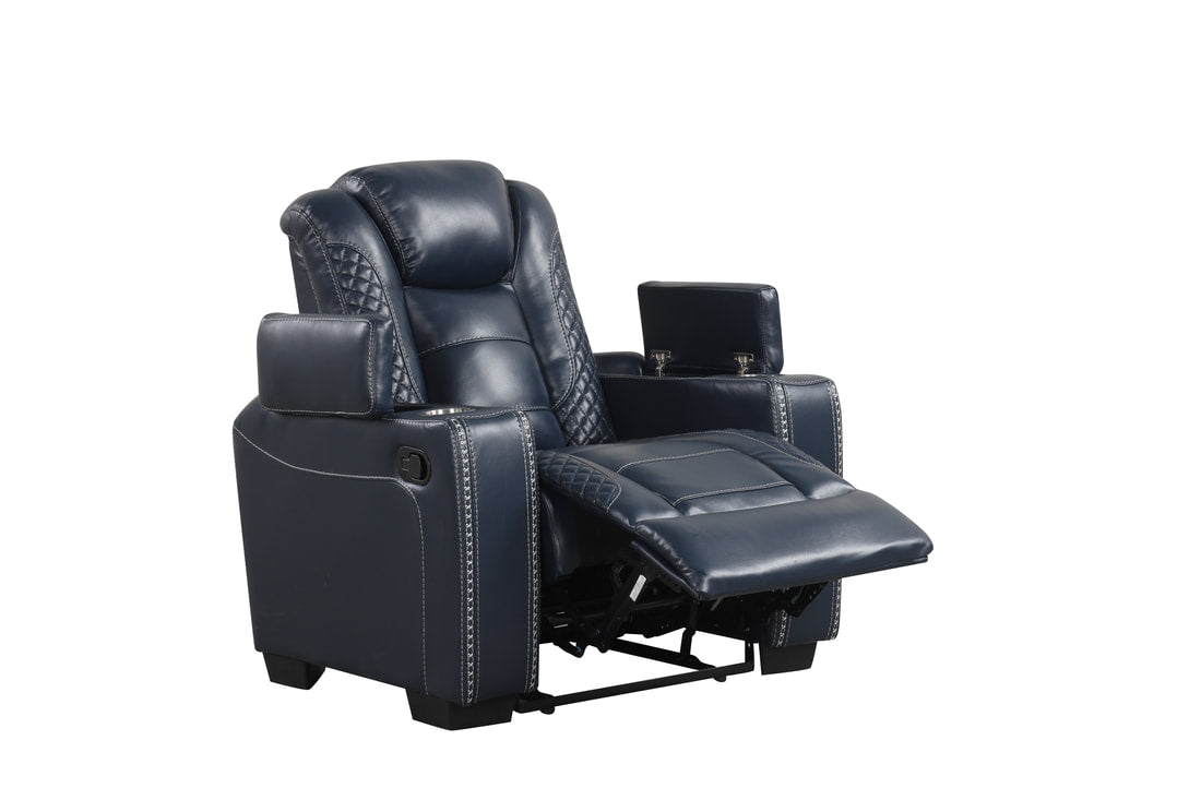 3pcs STEFANO40 Blue Leather Gel Reclining Set
