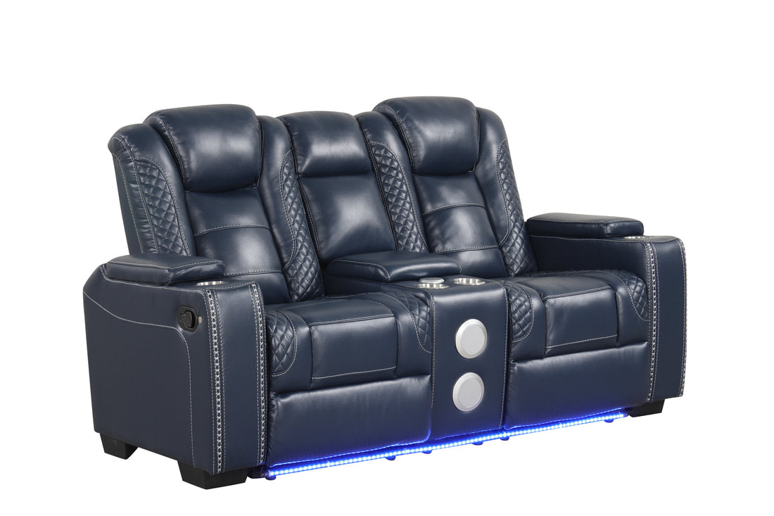 3pcs STEFANO40 Blue Leather Gel Reclining Set