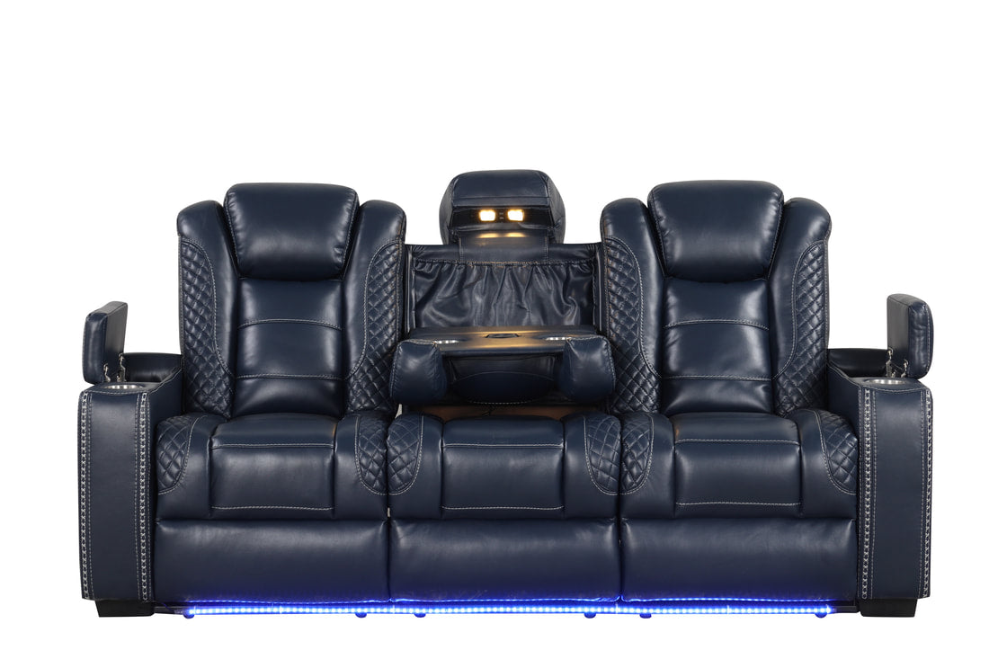 3pcs STEFANO40 Blue Leather Gel Reclining Set