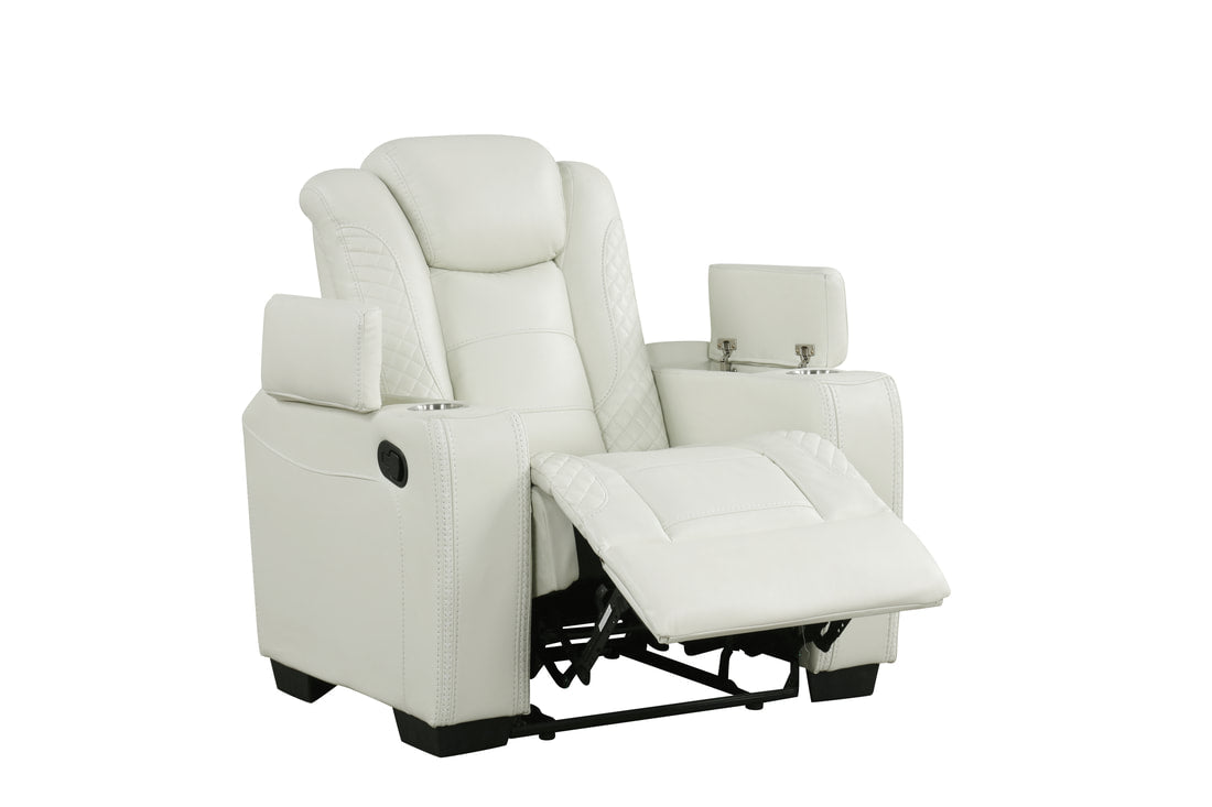 3pcs STEFANO50 White Leather Gel Reclining Set