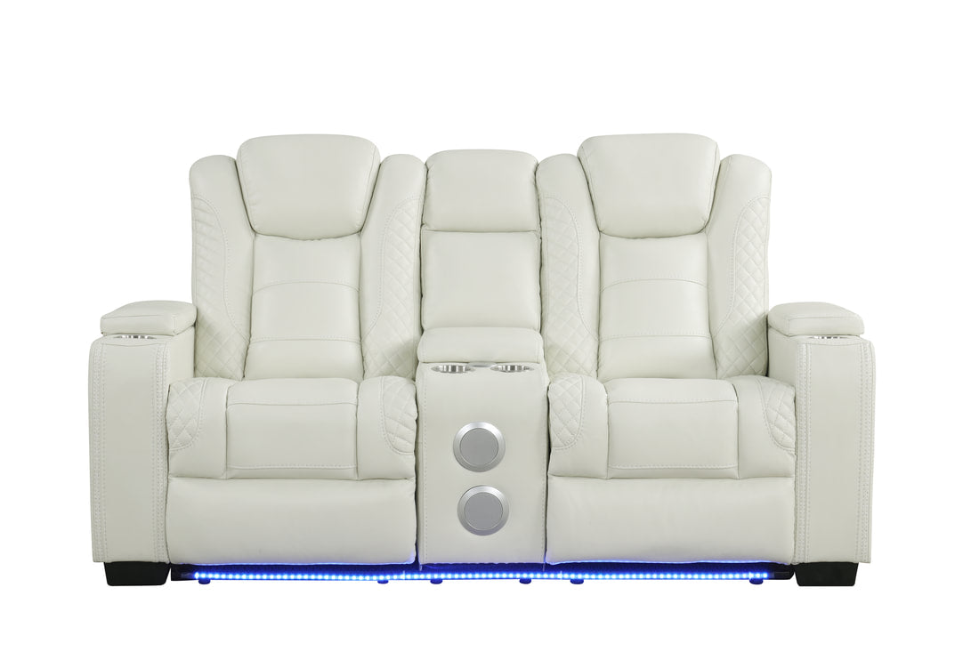 3pcs STEFANO50 White Leather Gel Reclining Set