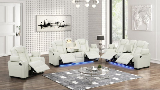 3pcs STEFANO50 White Leather Gel Reclining Set