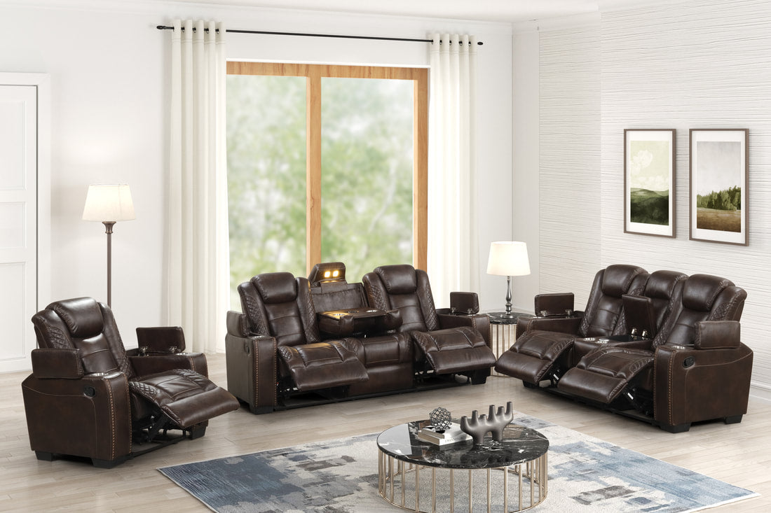 3pcs STEFANO60 Espresso Leather Gel Reclining Set