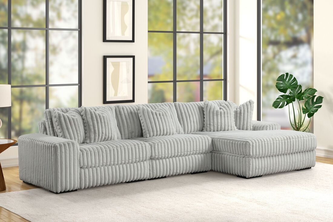 Sunday2 Grey Fabric 3pcs Sectional