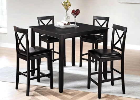 5pcs Tahoe Cappuccino Wood Finish Pub Dining Set