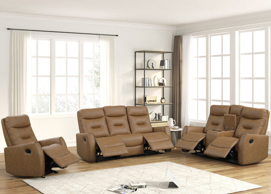 3pcs Tiger Saddle Leather Reclining Sofa Set