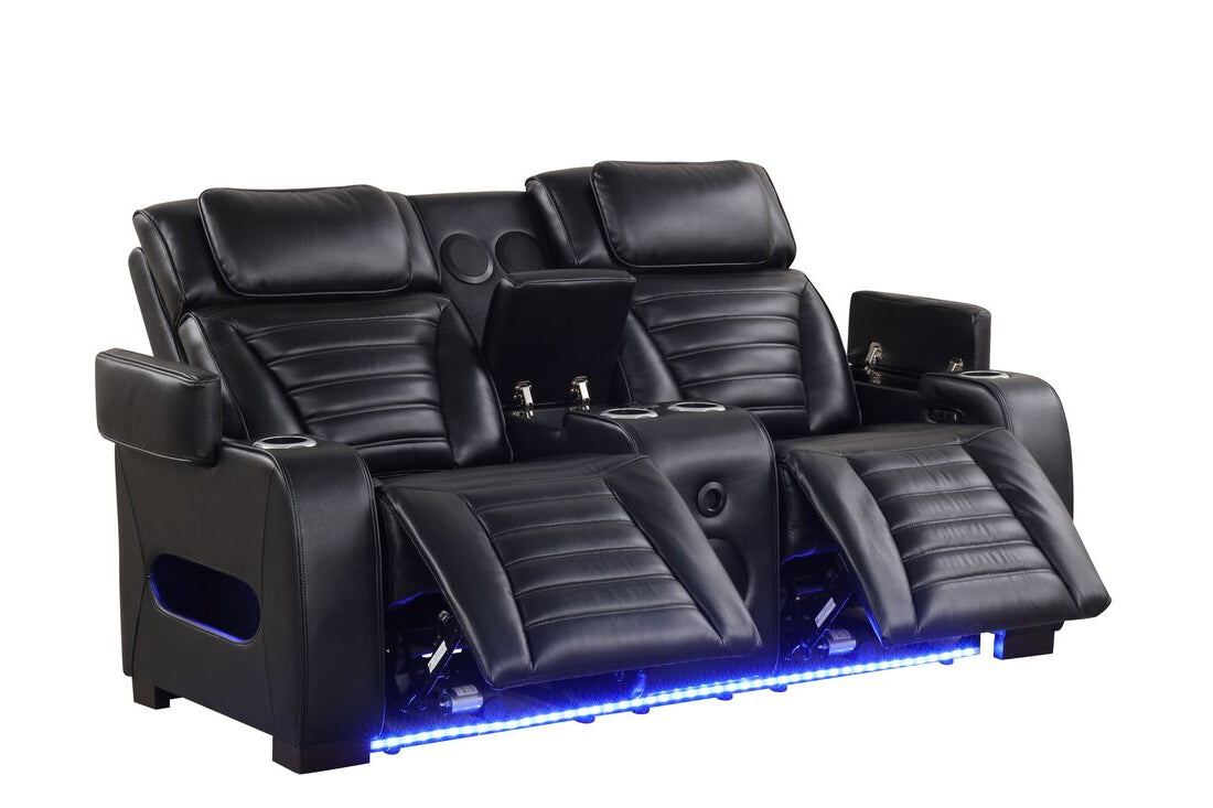 3pcs Tokyo Black Power Reclining Sofa Set