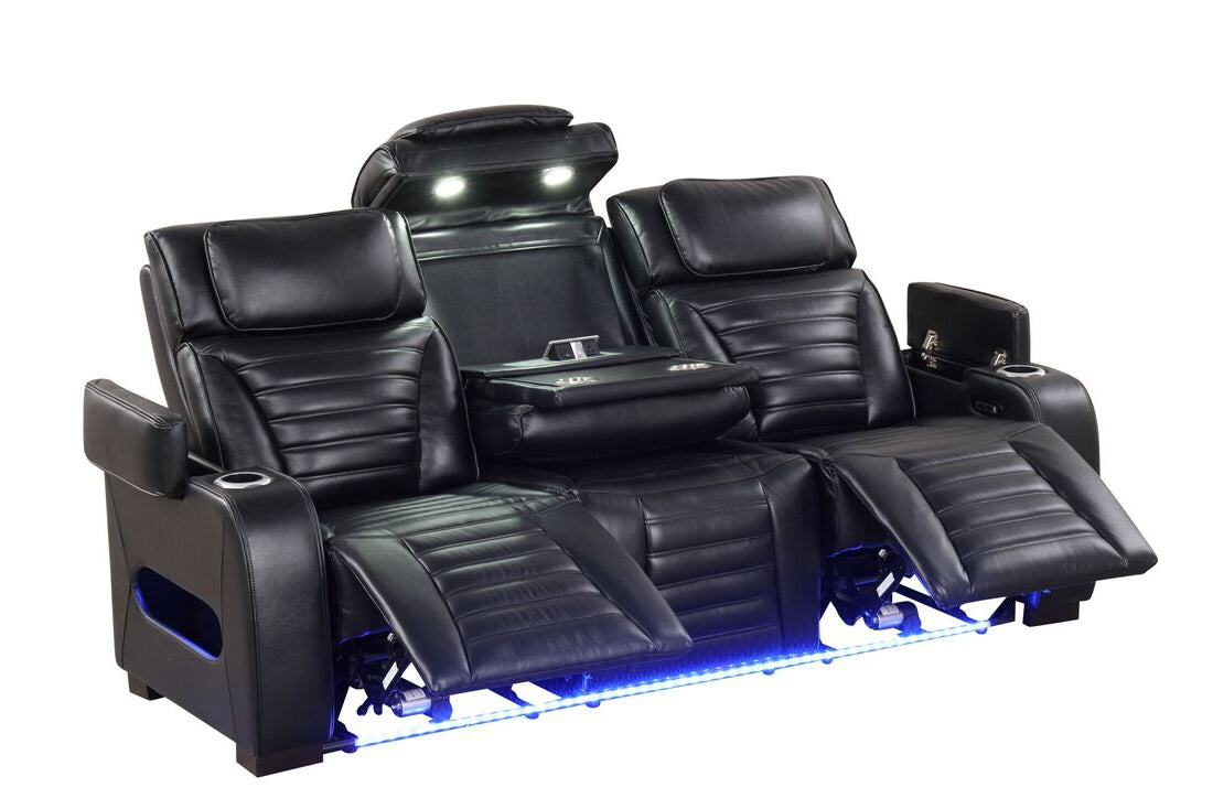3pcs Tokyo Black Power Reclining Sofa Set