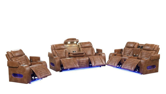 3pcs Tokyo Brown Power Reclining Sofa Set