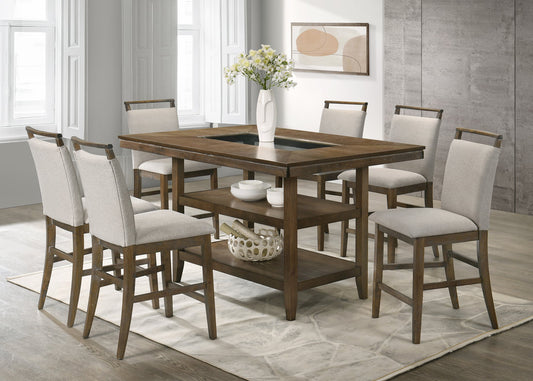 7pcs Tommy40 Dark Brown Counter Height Dining Set