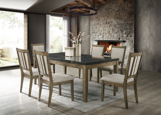 7pcs Melstone Genuine Marble Dining Set