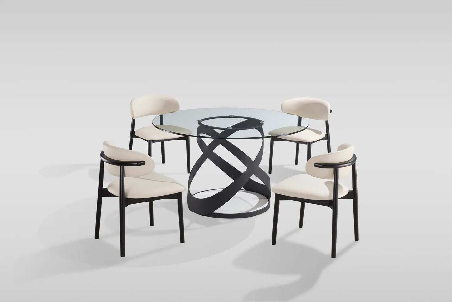 D1550 Dimi (Clear Glass/Black) Dining Set