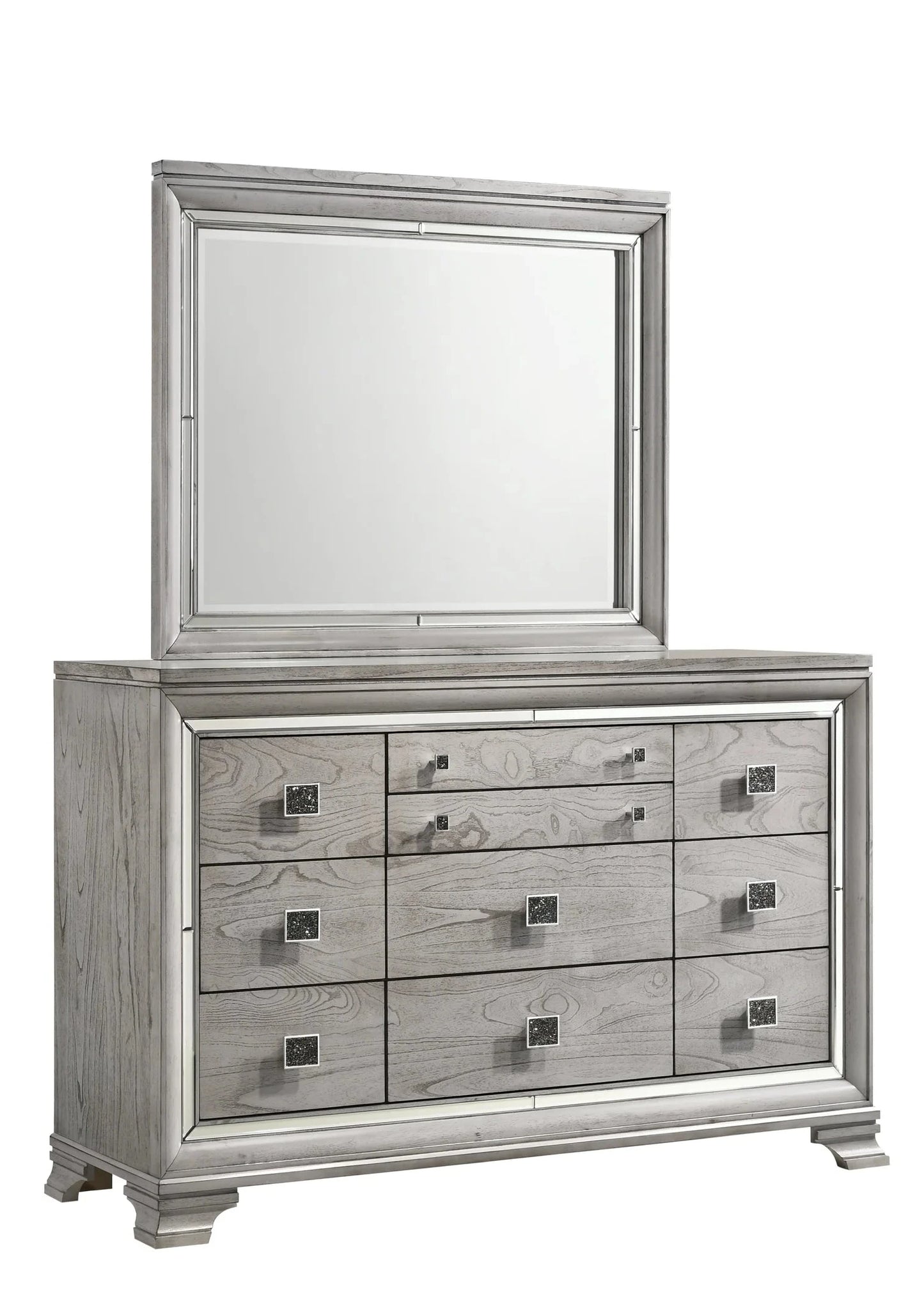5pcs Vail Grey Wood Finish LED Bedroom Set