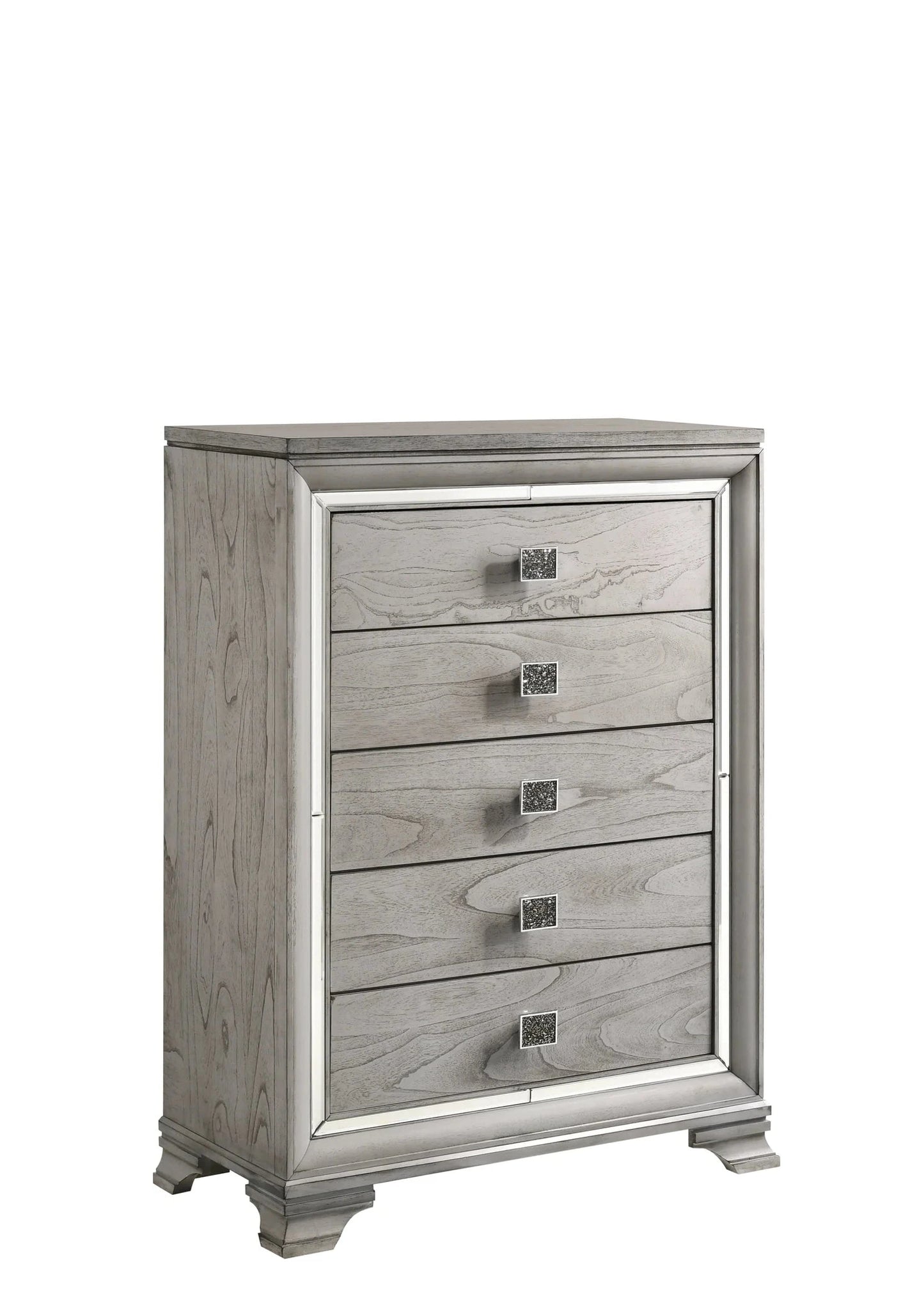 5pcs Vail Grey Wood Finish LED Bedroom Set
