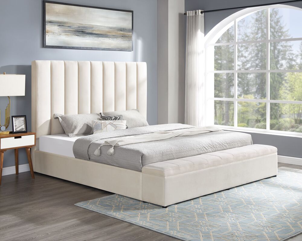 Valencia Beige Platform Storage Bed Frame