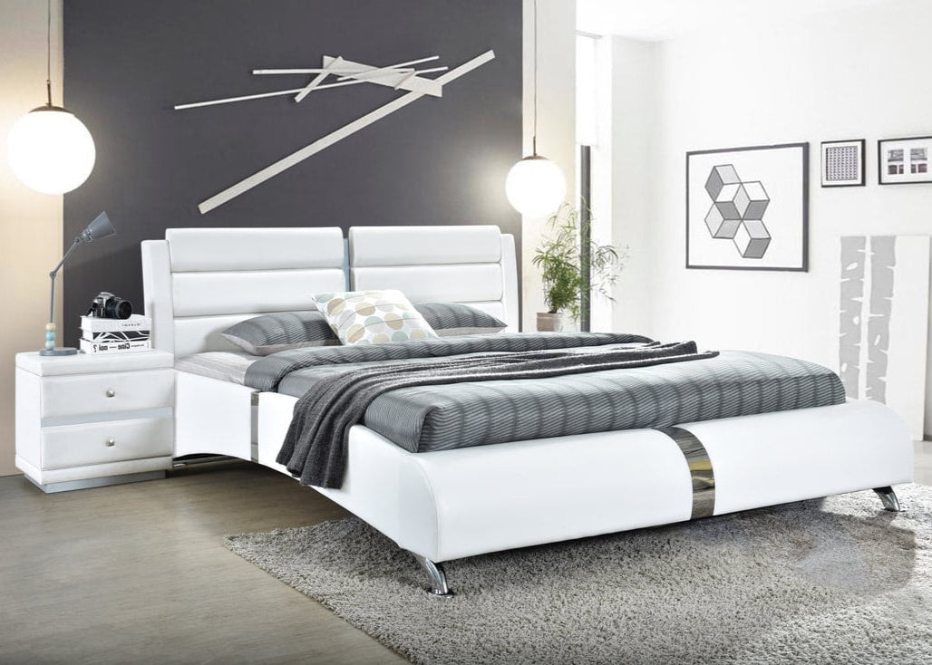 Vegas White Modern Platform Bed Frame