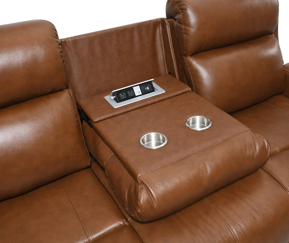 Victor Light Brown Leather Power Reclining Set