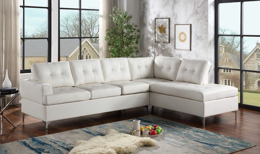 Vintage White PU Leather Sectional