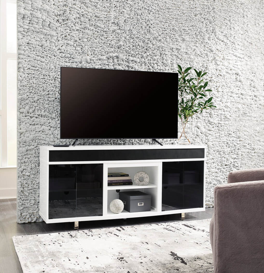W756-68 White & Black TV Stand