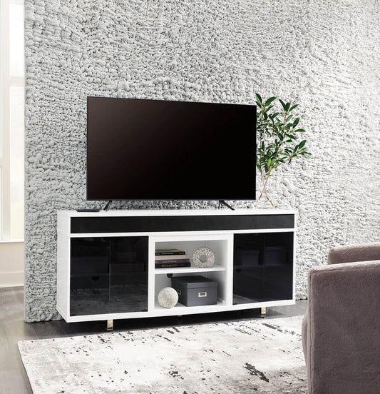 W756-68 White & Black TV Stand